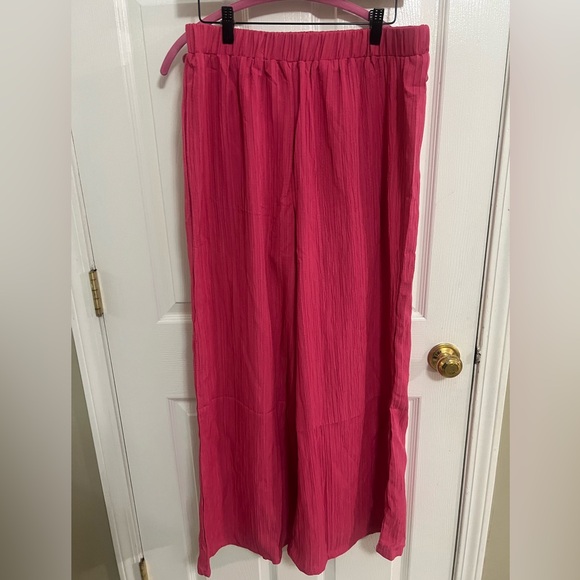 47) 2 piece Pink Women's Jumpsuit NEW size XL pink wide leg women’s boho chic - Picture 8 of 10